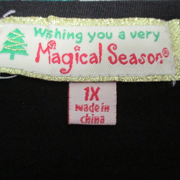Magical Season top NEW Christmas lightweight stretchy black pullover size 1x - Picture 5 of 11